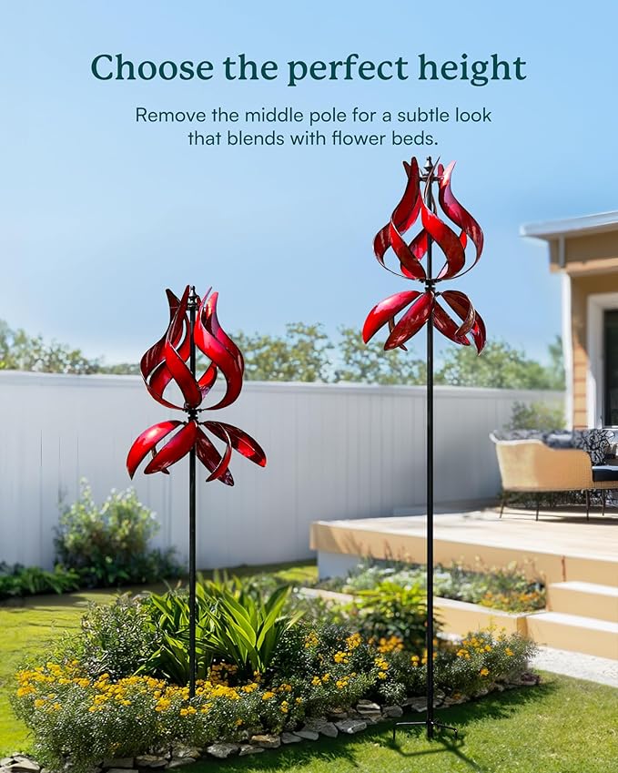 Yard Garden Wind Spinners - Large Outdoor Metal Wind Spinners with Stake, Yard Art Lawn Garden Decor (19" W x 87" H)-Ruum Studio Home