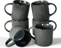 famiware Coffee Mug Set for 6, Star 12 oz Catering Mugs Cup Set with Handle for Coffee, Tea, Cocoa, Milk - Ceramic Stoneware Drinkware Set, Deep Forest-Ruum Studio Home