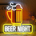 Beer Night Neon Sign for Man Cave Bar Decor Yellow White Beer Neon Light Bar Neon Sign Wall Art for Bedroom Beer Pub Man Cave Restaurant Party Decor-Ruum Studio Home