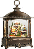 Christmas Snow Globe Lantern Christmas Decorations Gifts Snowy Village Scene Snowman Church Cabin Train Musical Glitter Snowfall USB/Battery Timer 12 inch-Ruum Studio Home