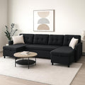 Pull Out Couch, Oversized Sleeper Sofa Couch, Sectional Sleeper Sofa Bed for Living Room Bedroom Lounge (Black, 110 Inch)-Ruum Studio Home