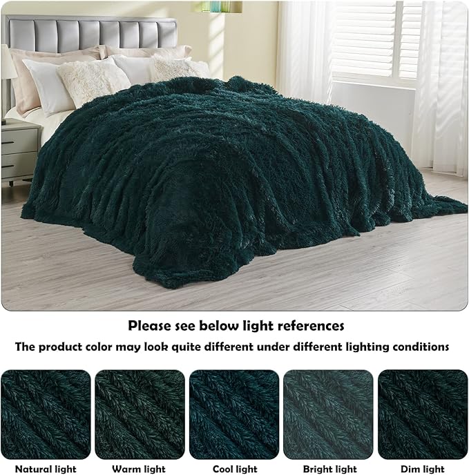 GONAAP Fuzzy Faux Fur Throw Blanket Dark Teal Super Soft Cozy Plush Fuzzy Shaggy Blanket for Couch Sofa Bed (Dark Teal, Throw(50"x60"))-Ruum Studio Home
