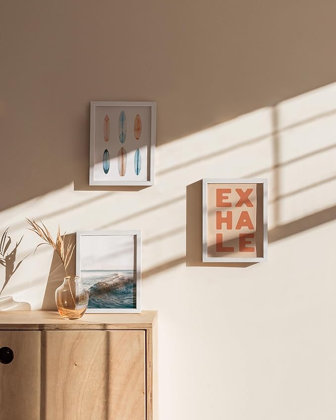 HAUS AND HUES 6x8 White Oak Wooden Picture Frame - Set of 9 6x8 Poster Frame - Premium Oak, Vertical Hang, Shatterproof Plexiglass - Ideal for Home, Room, Office (6x8-inch, White, Set of 9)-Ruum Studio Home