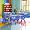 EMMA + OLIVER 23.625" W x 47.25" L Blue Plastic Activity Table Set-6 Chairs-Ruum Studio Home