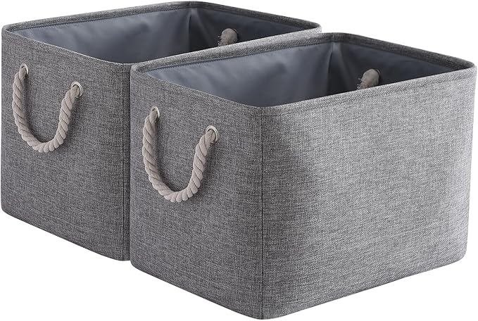 TcaFmac Organization and Storage Basket for Organizing - Large 2 Pack 16x12x12 inch Fabric Storage Cubes, Collapsible Storage Bins for Shelves Closet Gift Cloth Toy Books Baby (Grey)-Ruum Studio Home