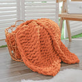 Bigacogo Chunky Knit Throw Blanket for Couch, 40x60 inches, 100% Hand Knitted with Thick Jumbo Chenille Yarn, Cozy Soft Large Rope Knot Cable Crochet Blankets for Sofa Bed Living Room, Terracotta-Ruum Studio Home