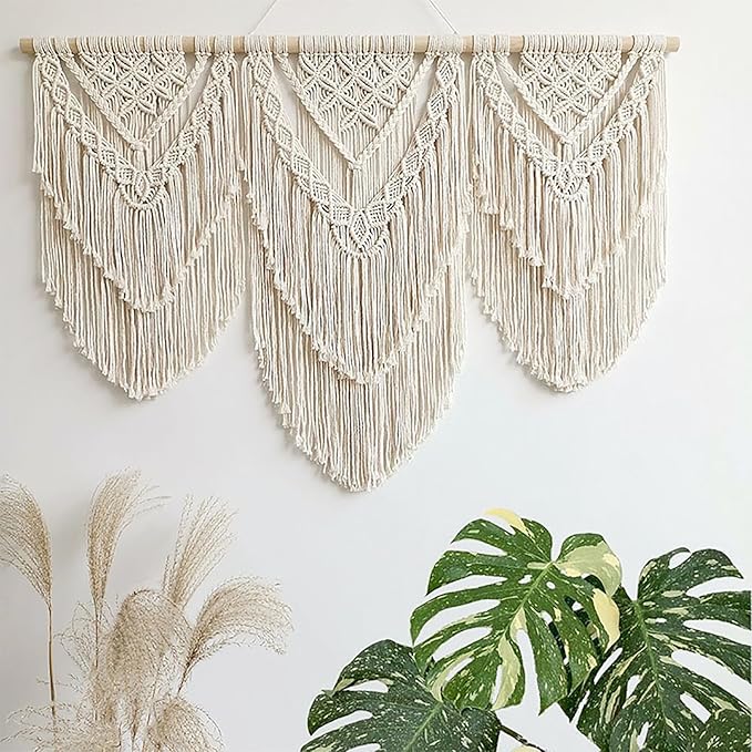 Achart Macrame Wall Hanging Large- Boho Wall Decor- large wall art- Wall Decor Living Room- Macrame Tapestry Boho Decor for Bedroom (Beige-H)-Ruum Studio Home