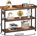 IRONCK Console Table, Sofa Table with Power Outlet, Farmhouse Hallway Table for Entryway, Living Room, Height Adjustable, Easy Assembly, Rustic Brown, 43"-Ruum Studio Home
