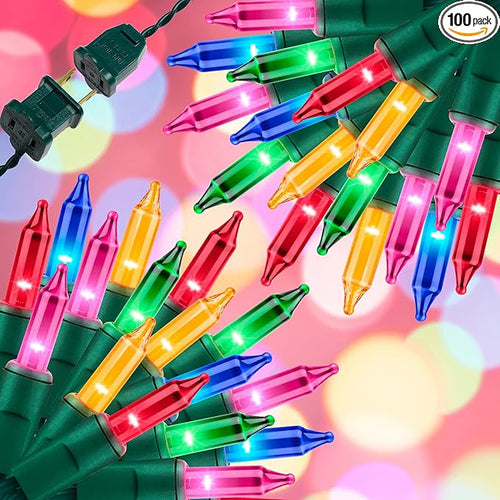 100LIGHTS Multi Extra-Bright with End Connectors Christmas Decorative Lights 5.98m UL Certified Mini String Light Set Waterproof for Home Garden Holiday Christmas Tree Party Patio Wedding-Ruum Studio Home