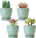 Succulent Planter for Indoor Plants, 4 Inch Small Ceramic Plant Pot with Drainage Holes and Saucers, Flower Pots for herb - Set of 4-Ruum Studio Home