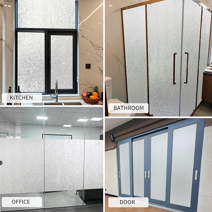 Window Film Privacy Day and Night with Installation Tools, Static Cling Glass Film Ideal for Home Shower Office Glass Door (Flash Diamond, 23.6 x 196.9 Inch)-Ruum Studio Home