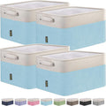 BALEINE 4 Pack Fabric Storage Bins for Shelves, Linen Storage Baskets for Organizing, Decorative Closet Bins for Clothes, Home (Skyblue, 15''x11''x9.5'')-Ruum Studio Home