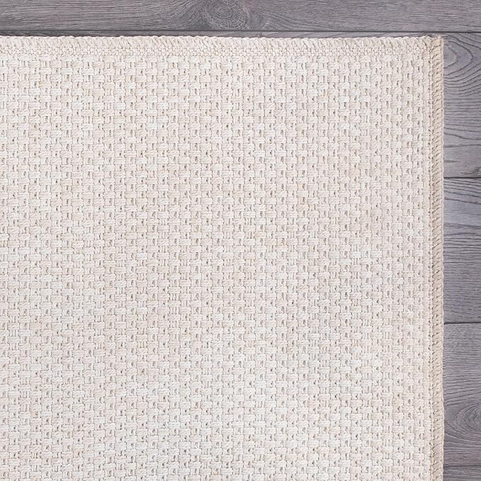 CAMILSON Easy Jute Rug 5x7, Indoor Outdoor Off-White Farmhouse Area Rugs for Living Room Patio and Kitchen Rug, Solid Woven Design, Easy-Cleaning, Washable Outside Carpet Alfombras (5 x 7)-Ruum Studio Home