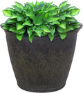 Sunnydaze 24-Inch Anjelica Large Plastic Pot for Plants - Outdoor Polyresin Round Planter with Drillable Drainage Holes - Sable-Ruum Studio Home