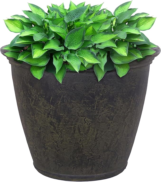 Sunnydaze 24-Inch Anjelica Large Plastic Pot for Plants - Outdoor Polyresin Round Planter with Drillable Drainage Holes - Sable-Ruum Studio Home