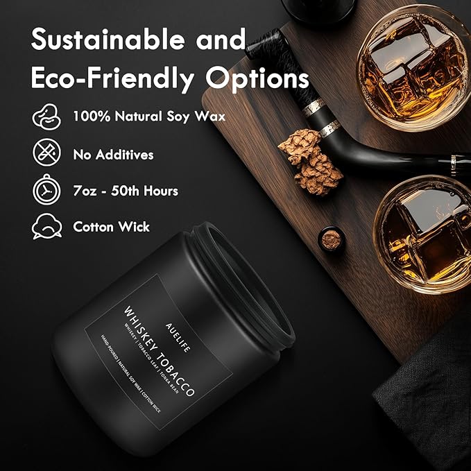 Scented Candles Set | Gifts for Men - 4Pack Candle Masculine Candle, Soy Candles for Home Scented, Aromatherapy Gifts Scents of Caramel Coffee/Whiskey Tobacco/Rum & Oak/Vintage Leather-Ruum Studio Home