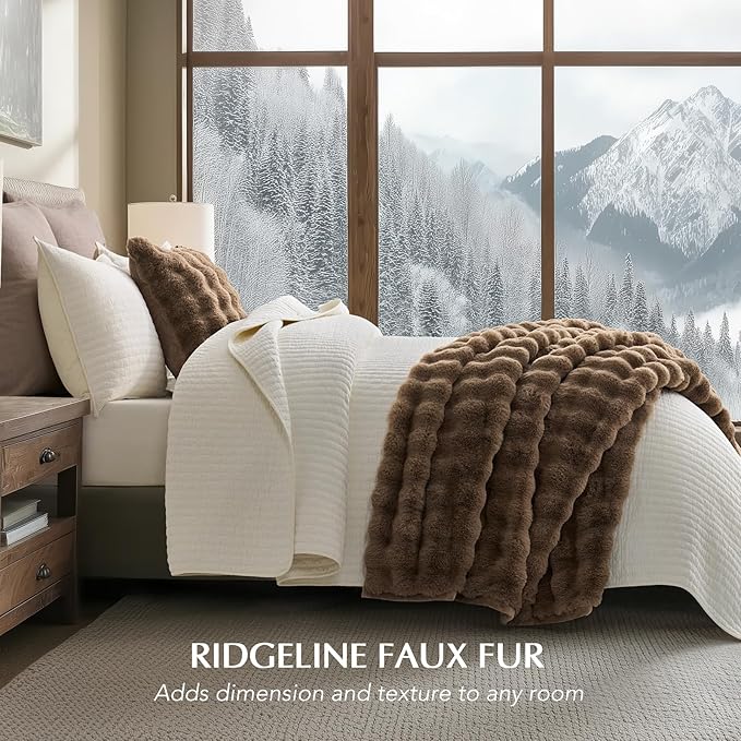 EVERGRACE Ultra Soft Luxury Fluffy Faux Rabbit Fur Throw Blanket, Thick Warm Fuzzy Blankets for Bed, Cozy Plush Reversible Blanket for Couch, Chair, Sofa, Natural Tan, 50x60 Inches, 870 GSM-Ruum Studio Home