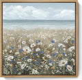 amatop Framed Wall Art Bathroom Décor Boho Beach Coastal Vintage Floral Wall Picture Flower Daisy Flowers by Sea Canvas Print Nautical Small Artwork For Home Farmhouse Living Room Bedroom Office-Ruum Studio Home