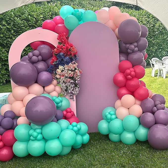 Pink Purple Blue Balloons 60 Pcs Hot Pink Light Pink Teal Purple Latex Balloon Pastel Purple Teal Pink Confetti Balloons for Kids Magic Theme Mermaid Princess Birthday Baby Shower Party Decor-Ruum Studio Home