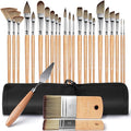 Fuumuui 26pcs Paint Brushes, Professional Acrylic Paint Brush Set Artists Complete Range of Sizes with Upgraded Short Handle Wide Flat & Palette Knife for Acrylic, Oil, Watercolor, Gouache-Ruum Studio Home
