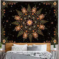 Fowocu Boho Floral Mandala Tapestry for Bedroom Aesthetic Vintage Bohemian Flower Wall Tapestry Black Green Hippie Indian Extra Large Tapestries Wall Hanging for Living Room Dorm Decor 90 x 68 Inch-Ruum Studio Home