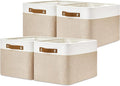 DULLEMELO Fabric Storage Bins for Laundry, Home, Foldable Storage Baskets for Shelves, Toys, Collapsible Storage Bins for Office, Closet,Bedroom(White&Khaki,15"x11"x9.5",4-Pack)-Ruum Studio Home