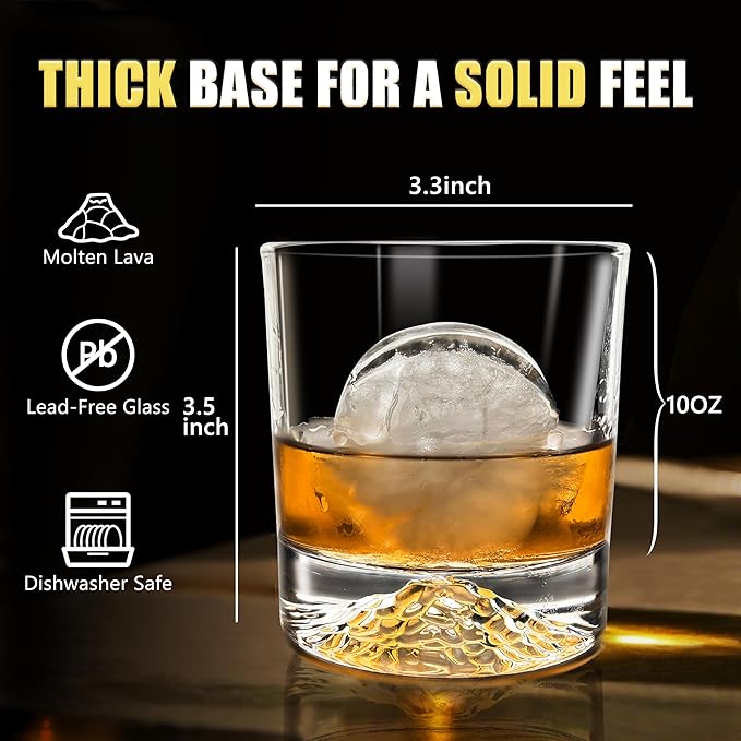Crystal Whiskey Glasses Set of 2 – 10 OZ Designer Old Fashioned Rocks Glass for Scotch, Bourbon, Rum and Cocktail Drink – Luxury Gift for Men-Ruum Studio Home