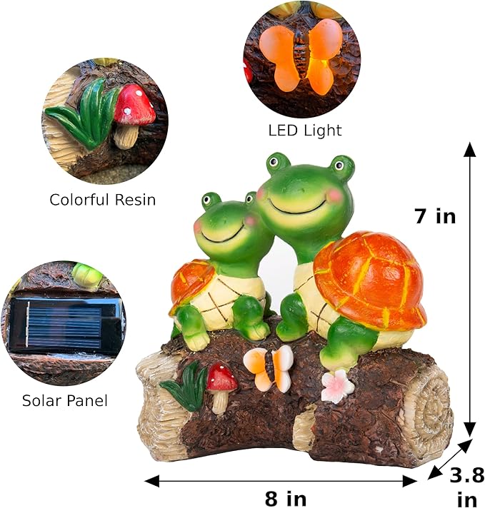 Malister Garden Turtle Figurines Outdoor Decor - Outdoor Statues with Solar LEDs for Patio Decor, Spring Summer Fall, Garden Art Outdoor Lawn Yard Art Gift, Statue Housewarming Gifts-Ruum Studio Home