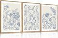 HPINUB Classic Chinoiserie Floral Framed Canvas Wall Art Set,Watercolor Blue and White Botanical Flowers Wall Decor,Navy Blue Minimalist Wildflower Art Print for Living Room,Bedroom,Office-24x36x3-Ruum Studio Home