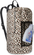 Laundry Bag Backpack Durable Laundry Bag with Shoulder Straps and Mesh Pockets Portable Laundry Dirty Clothes Hamper Bag for College Dorm (Leopard Print)-Ruum Studio Home