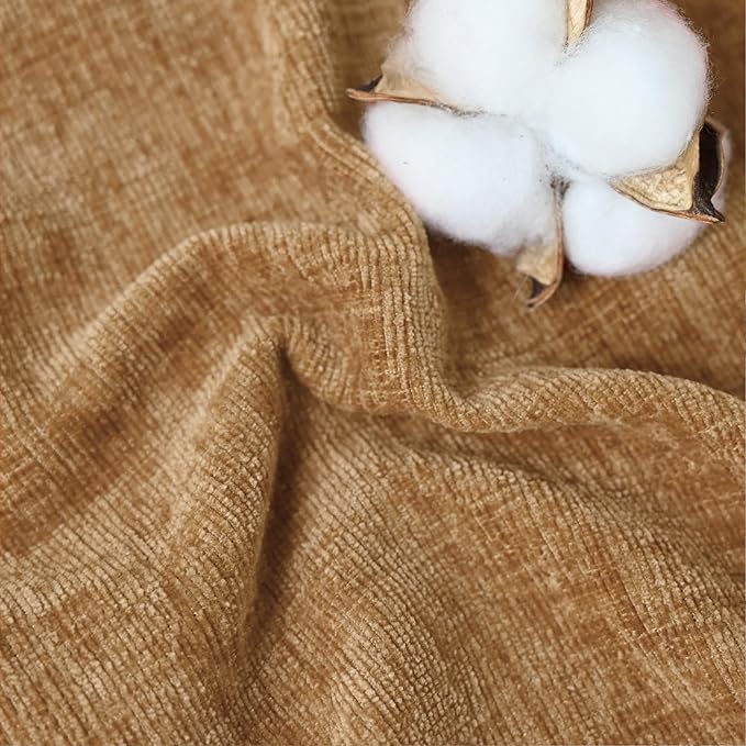 CaliTime Throw Pillow Covers Decorative 20 X 26 Inches Pack of 2 Cozy Chenille Standard Pillow Shams Cases for Couch Sofa Bed Living Room Home Apricot Brown-Ruum Studio Home