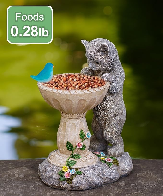 Cat Statues for Bird Bath: Outdoor Sculptures for Garden Lawn Patio Yard Balcony Porch - Unique Gifts for Mother Grandma Women-Ruum Studio Home