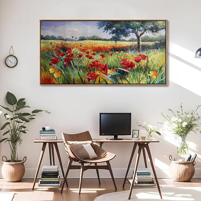 Green Tree Wall Art - Large Canvas for Living Room & Bedroom - Framed 24x48-Ruum Studio Home