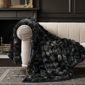 EVERGRACE Ultra Soft Luxury Fluffy Ridgeline Faux Rabbit Fur Bubble Throw Blanket, Thick Warm Fuzzy Throw for Bed, Cozy Plush Reversible Blanket for Couch,Charcoal Grey Heather, 50x60 Inches, 870 GSM-Ruum Studio Home