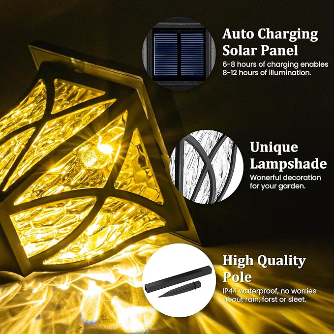 GIGALUMI Solar Lights Outdoor Waterproof, 8 Pack LED Solar Garden Lights, Outdoor Decorations, Garden Decor for Yard, Patio, Landscape, Planter, Walkway (Warm White)-Ruum Studio Home