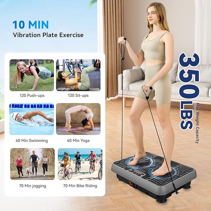 Premium Vibration Plate for Lymphatic Drainage, Weight Loss, Whole Body Workout Power Vibration Plate, Shake Plate,Home Gym Fitness Equipment,Grey-Ruum Studio Home