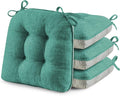 puredown® Chair Cushions for Dining Chairs, Tufted Memory Foam Chair Pads with Non-Slip Backing, Kitchen Seat Cushions with Ties, Washable Seat Pad Set of 4, 15.5" x 15.5" x 4", Green-Ruum Studio Home