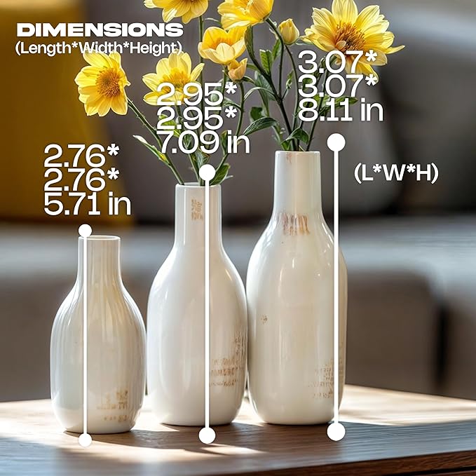 NOBULA White Ceramic Donut Vases – Modern Home Decor for Living Room, Bedroom & Table Centerpiece - Minimalist Nordic – Unique Vases for Olive Plant & Flowers – Decorative Coffee Table Vase Set of 3-Ruum Studio Home