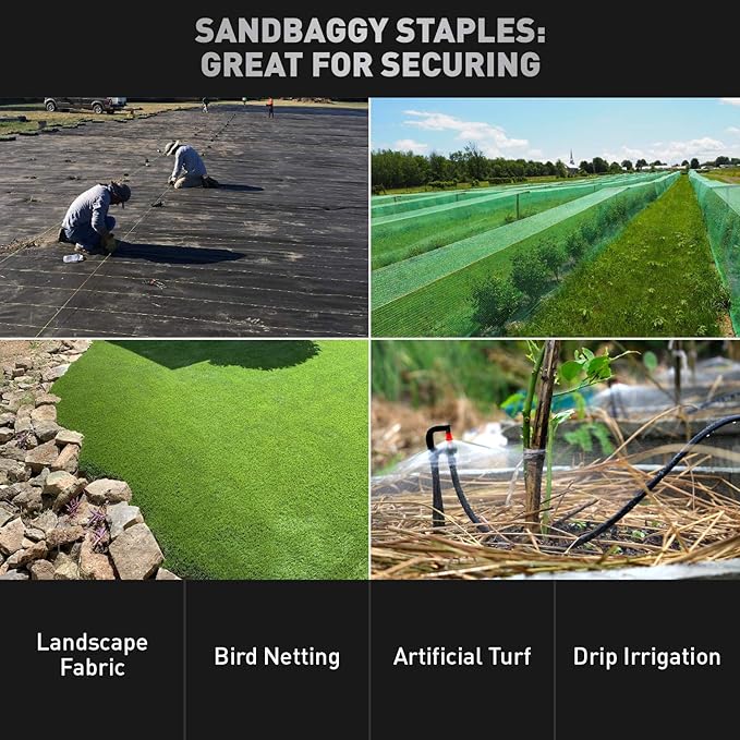 Sandbaggy 6 inch Landscape Sod Staples (9 Gauge Steel) ~ Great for Hard Soil - 20% Thicker Than Competition - Trusted by Farmers & Contractors Across USA (500 Staples)-Ruum Studio Home