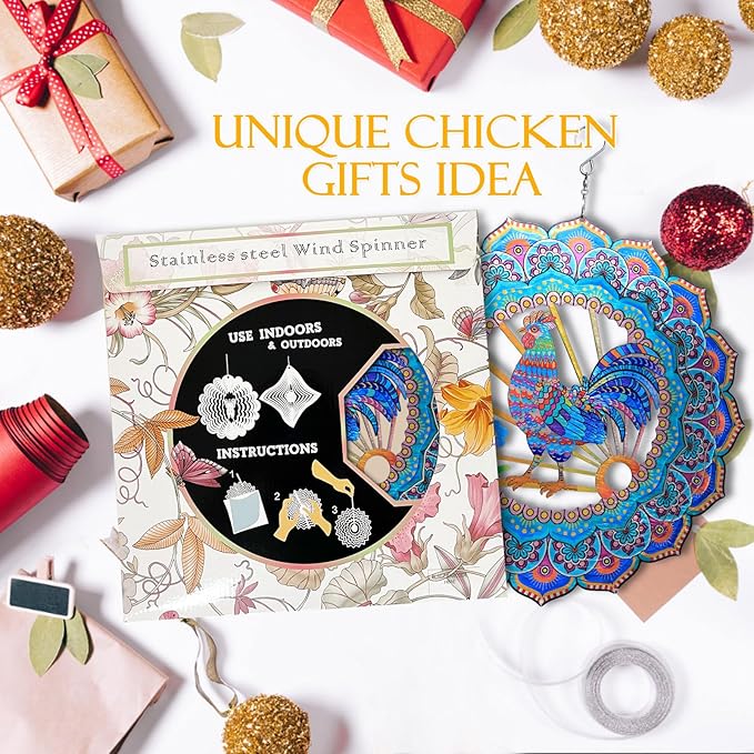 Rooster Wind Spinner for Yard and Garden,12in Wind Spinners Outdoor Rooster Gifts,Chicken Gifts for Women Mother Grandma Wife Men Father,Garden Decor Metal Hanging Yard Art Wind Sculpture-Ruum Studio Home