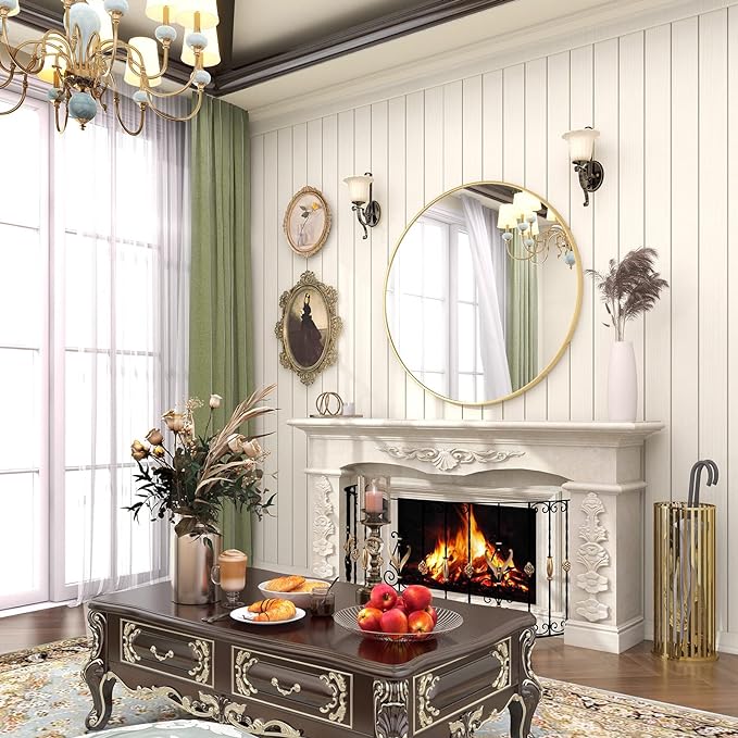 BEAUTYPEAK 24 Inch Round Mirror, Metal Frame Circle Mirror, Wall Mounted for Entryway, Bathroom, Vanity, Living Room, Gold-Ruum Studio Home
