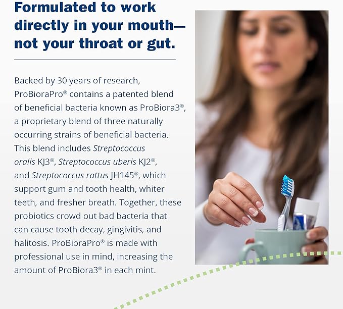 ProBiora Professional Strength Oral Probiotics for Teeth and Gums | Dental Probiotic for Oral Health | Bad Breath Treatment for Adults | Tooth Whitening | ProBiora3 Probiotic Blend | 90 Mint Tablets-Ruum Studio Home