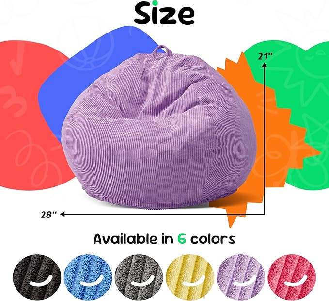 Hobestluk 2.5FT Bean Bag Chair Beanbags Small Bean Bag Chair with Filler Included Teardrop Bean Bag with Removable Cover for Bedroom Living Room (Small, Purple)-Ruum Studio Home