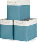 Bidtakay Extra Large Storage Baskets for Shelves 3 Pack Fabric Storage Bins for Organizing Linen Collapsible Organizer for Closet-White&Teal-Ruum Studio Home