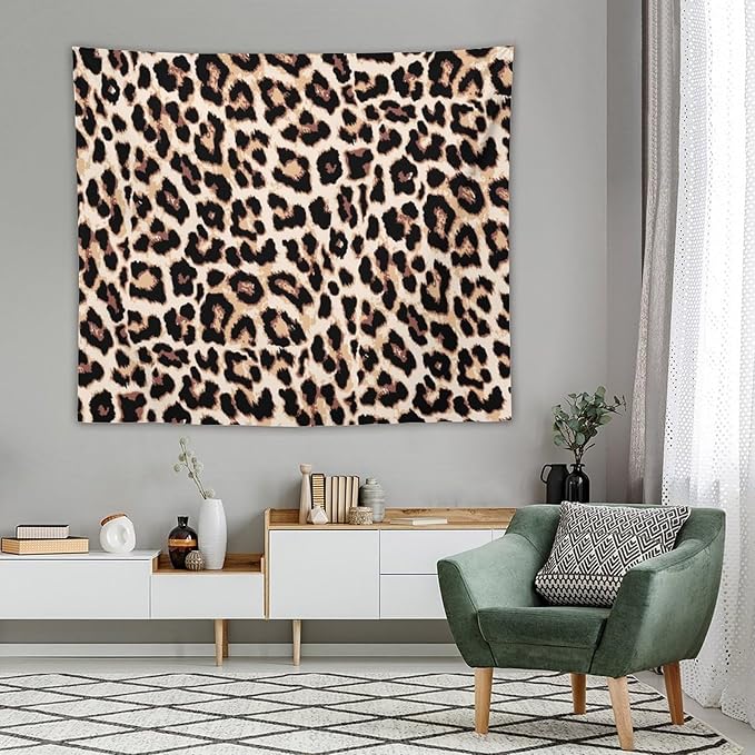 HZOHNAGO Leopard Print Tapestry Rustic Brown Leopard Wild Animal Printed Wall Tapestry Painting Wall Hanging for Bedroom Living Room Dorm 60" W x 50" H-Ruum Studio Home
