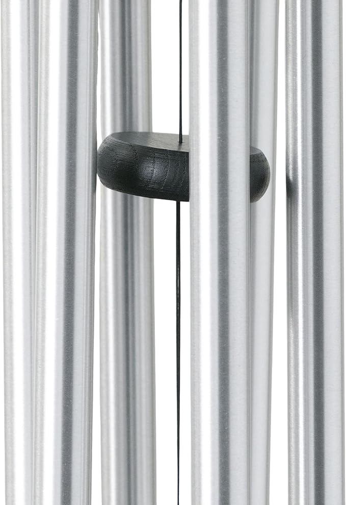 Woodstock Wind Chimes Pachelbel's Canon in D, Silver Aluminum Tubes, Medium 32 - Inch, Deep Toned Windchime for Outdoor Decor for Garden, Patio, Porch-Ruum Studio Home