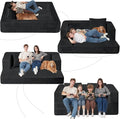 Folding Bean Bag Chair for Adults,3-in-1 Bean Bag Couch Faux Fur Floor Sofa Large Beanbag Convertible Bean Bag Sofa Bed with Pillow in Bedroom,Living Room,Apartment(Queen,Black)-Ruum Studio Home