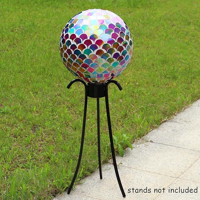VCUTEKA Gazing Ball, Glass Mosaic Gazing Balls Sphere for Garden Lawn Outdoor Ornament Yard Decorative, 10-Inch-Ruum Studio Home