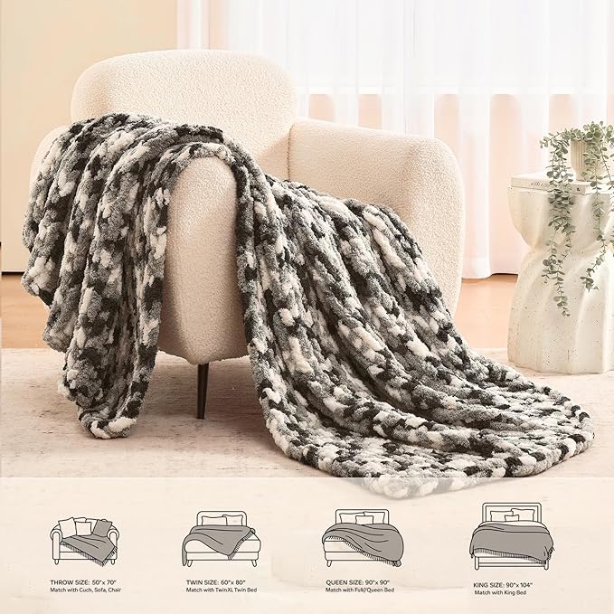 L'AGRATY Chunky Knit Blanket Throw: 50''x60'' Chenille Chunky Knitted Throw Blankets for Bed Couch - Handmade Thick Cable Knit Blanket - Large Crochet Rope Blankets for Home Decor-Ruum Studio Home
