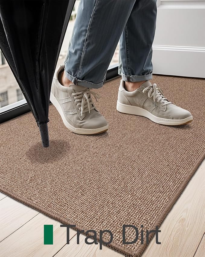 LUMI Indoor Door Mat 32"x47", Ultra Thin Low Profile Non-Slip Doormat for Home Entrance, Absorbent & Stain-Resistant Welcome Mats, Washable Entryway Mat for Front Door, Patio, Porch, Camel-Ruum Studio Home